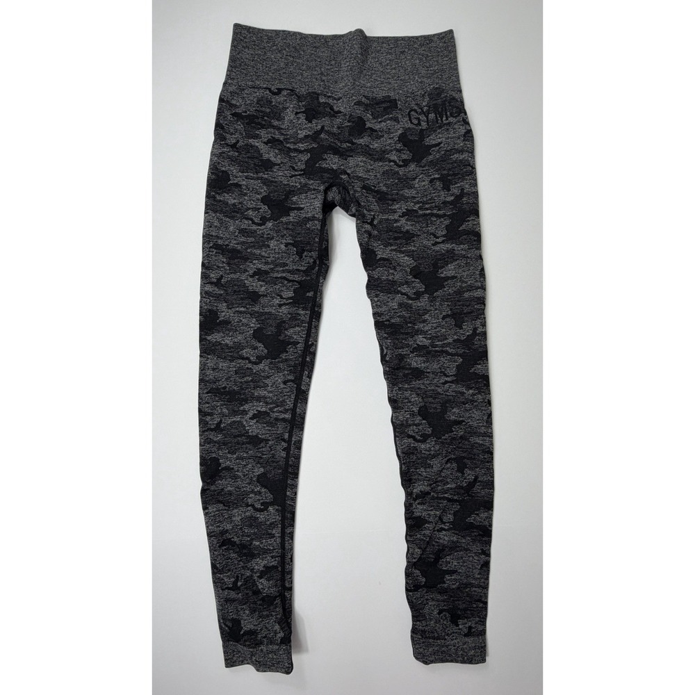 Gymshark‎ Camo Seamless Leggings Gray Black Women's Size Medium - Picture 2 of 7